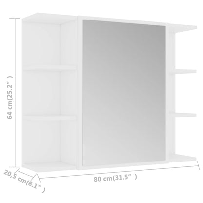 80x20.5x64 cm Agglomerate White Bagni Mirror