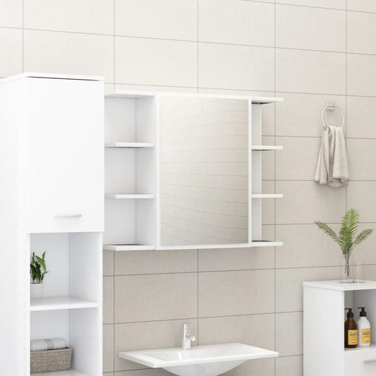 80x20.5x64 cm Agglomerat weißer Badezimmerspiegelschrank