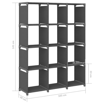Étagère d'affichage 12 cubes Gris 103x30x141 cm Tissu