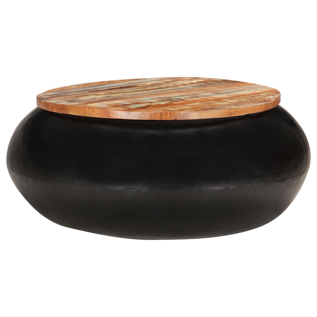 Table basse Noir 68x68x30 cm Bois de récupération BARNABE