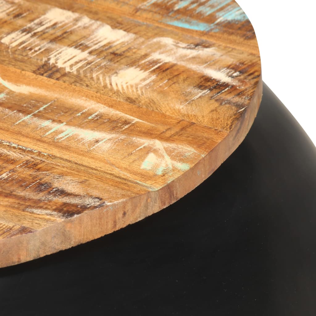 Table basse Noir 68x68x30 cm Bois de récupération BARNABE