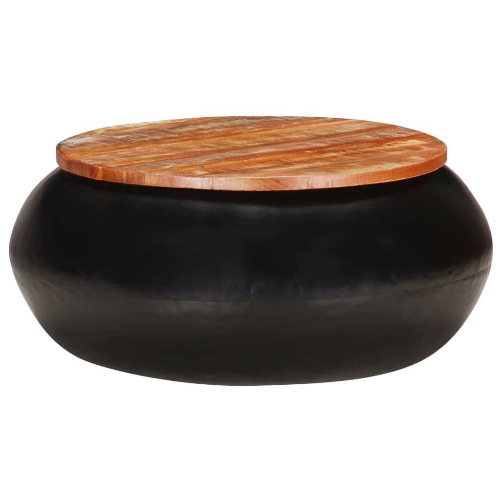 Table basse Noir 68x68x30 cm Bois de récupération BARNABE