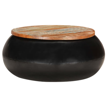 Table basse Noir 68x68x30 cm Bois de récupération BARNABE
