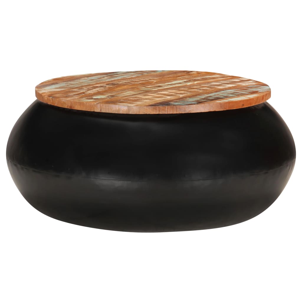 Table basse Noir 68x68x30 cm Bois de récupération BARNABE