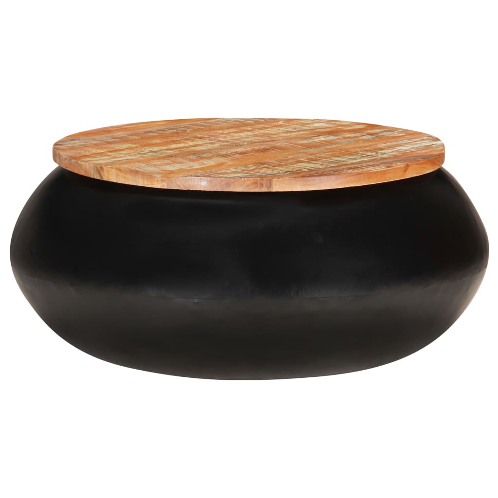 Table basse Noir 68x68x30 cm Bois de récupération BARNABE