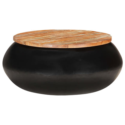 Table basse Noir 68x68x30 cm Bois de récupération BARNABE