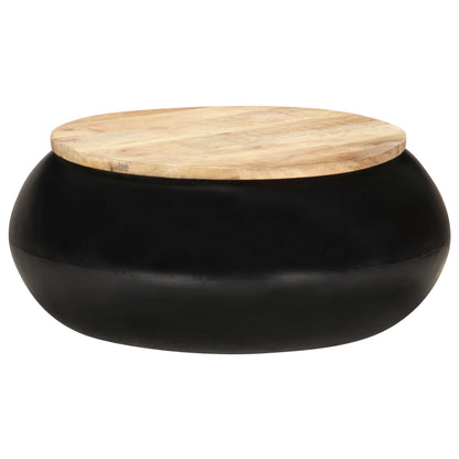 Table basse Noir 68x68x30 cm Bois de manguier BARNABE