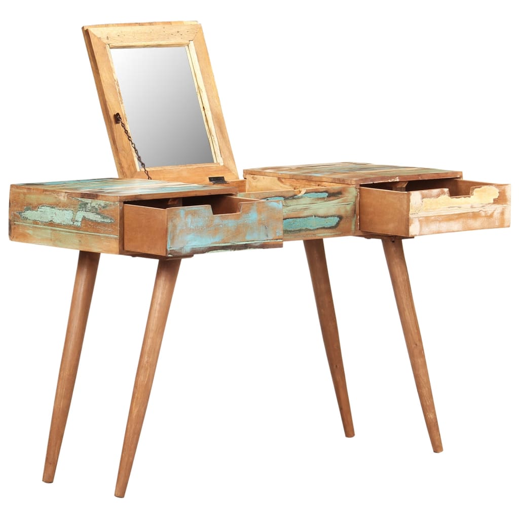 Coiffeuse avec miroir 112x45x76 cm Bois massif de récupération MONICA