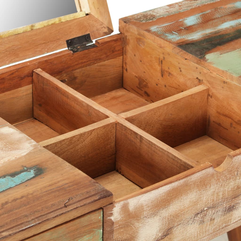 Coiffeuse avec miroir 112x45x76 cm Bois massif de récupération MONICA