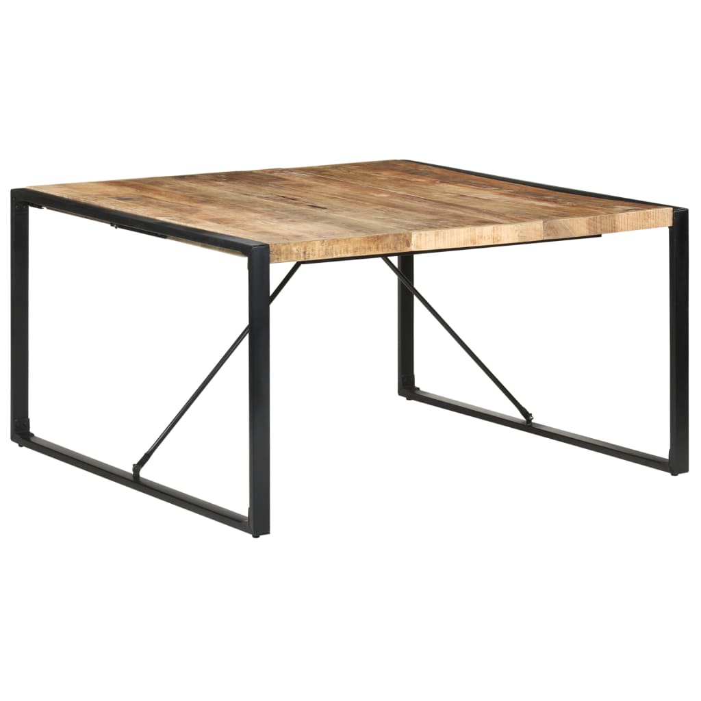 Table à manger carrée 140cm Bois de manguier brut