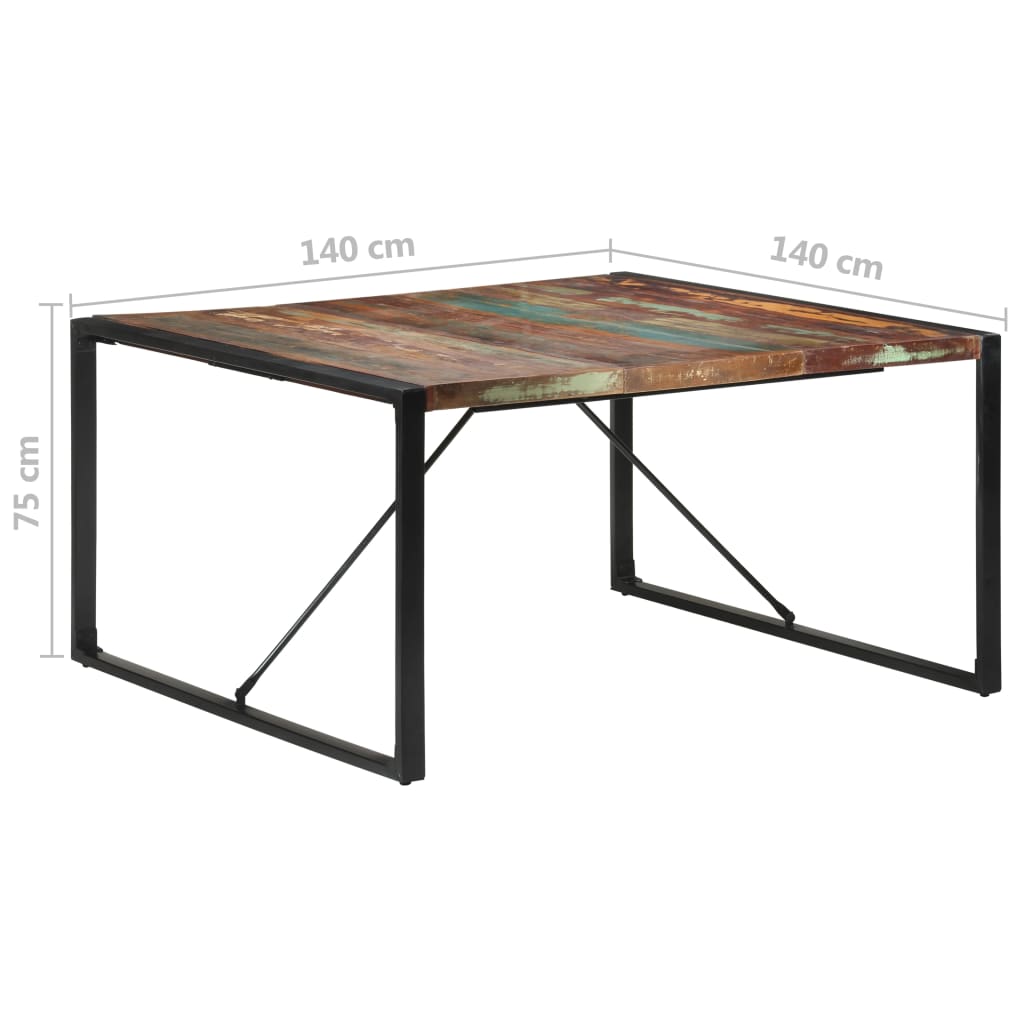 Table à manger carrée 140cm Bois de récupération