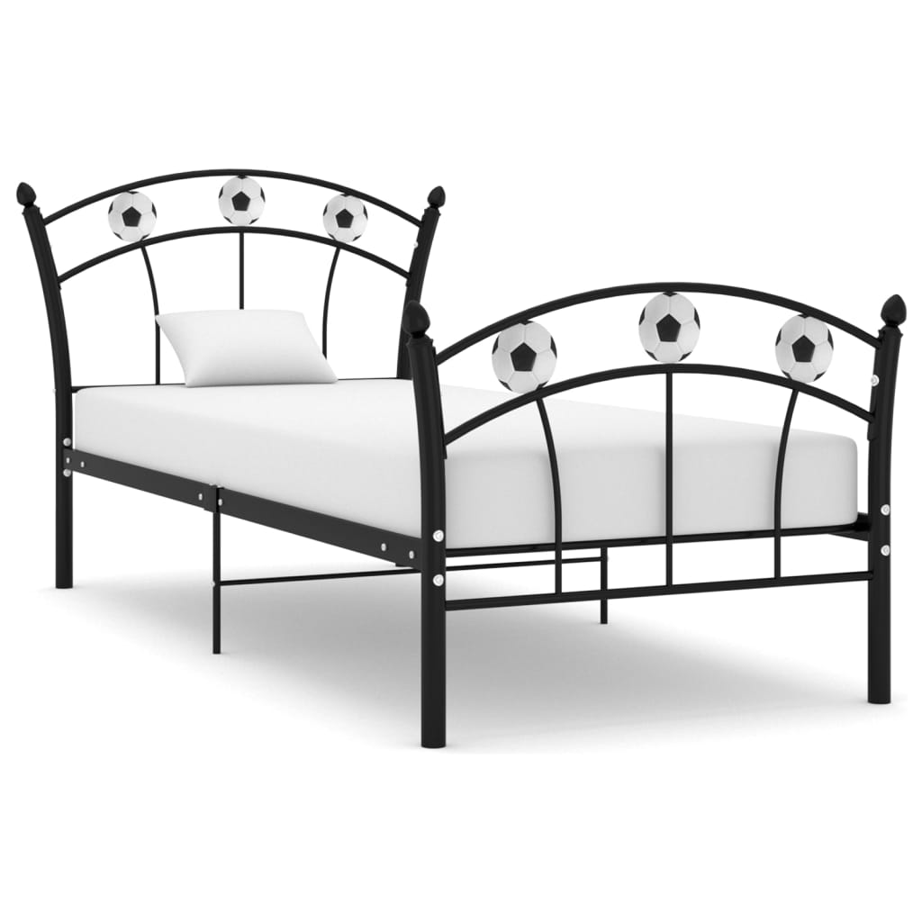 Lit enfant design Football Noir Métal 90x200 cm