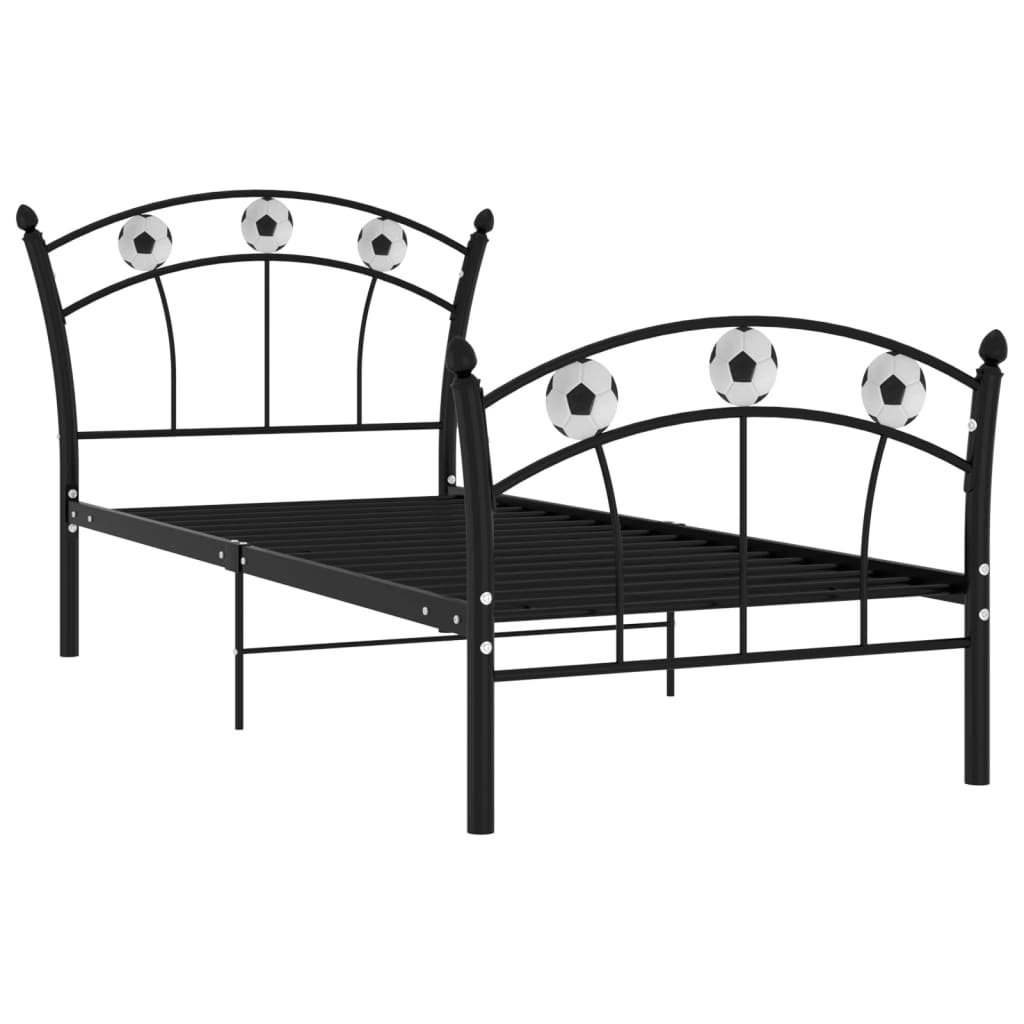 Lit enfant design Football Noir Métal 90x200 cm