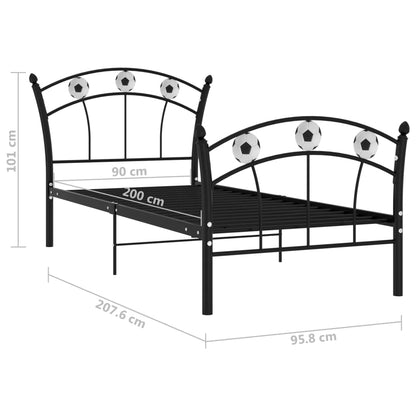 Lit enfant design Football Noir Métal 90x200 cm