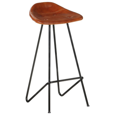 Tabouret de bar lot de 2 marron cuir véritable