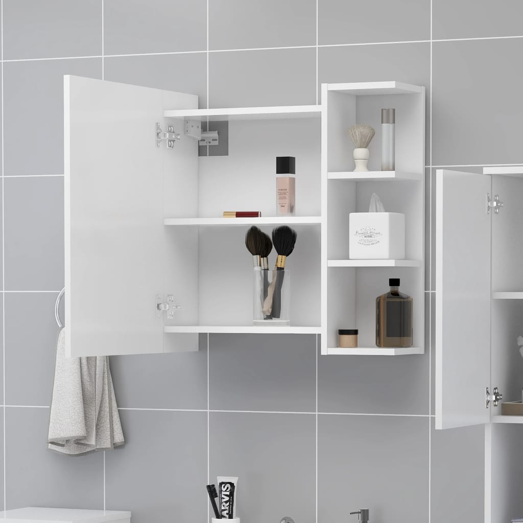 Weißer Badspiegelschrank 62,5 x 20,5 x 64 cm agglomeriert