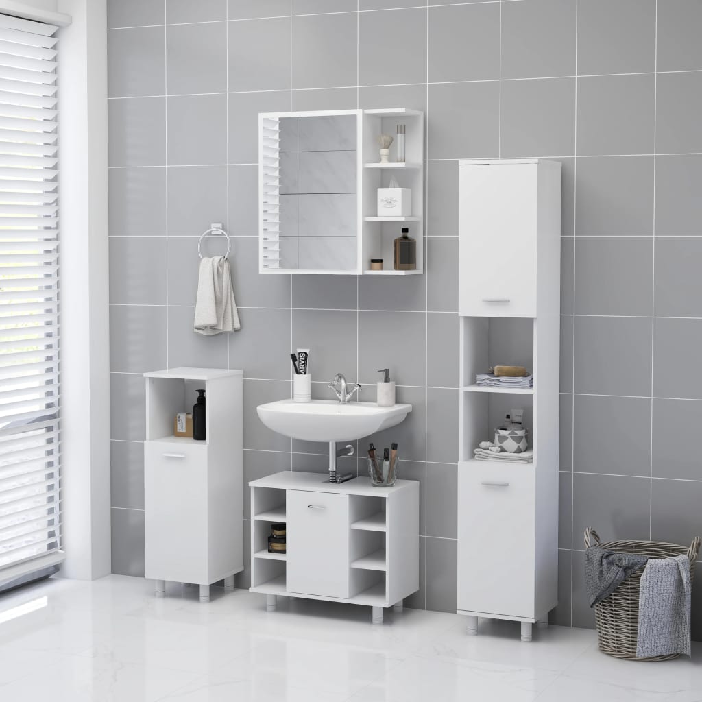 Weißer Badspiegelschrank 62,5 x 20,5 x 64 cm agglomeriert