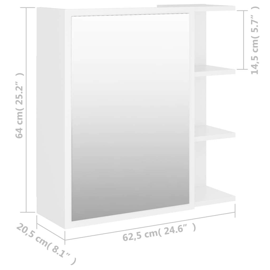 Weißer Badspiegelschrank 62,5 x 20,5 x 64 cm agglomeriert