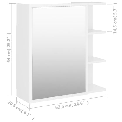 Weißer Badspiegelschrank 62,5 x 20,5 x 64 cm agglomeriert