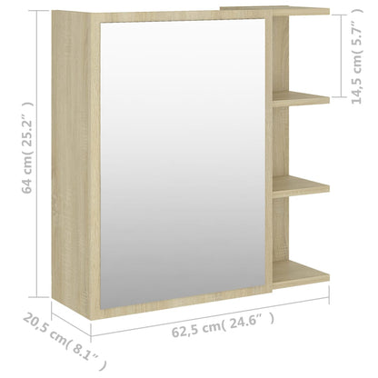 Sonoma Oak Mirror Cabinet 62,5x20.5x64 cm agglomeriert