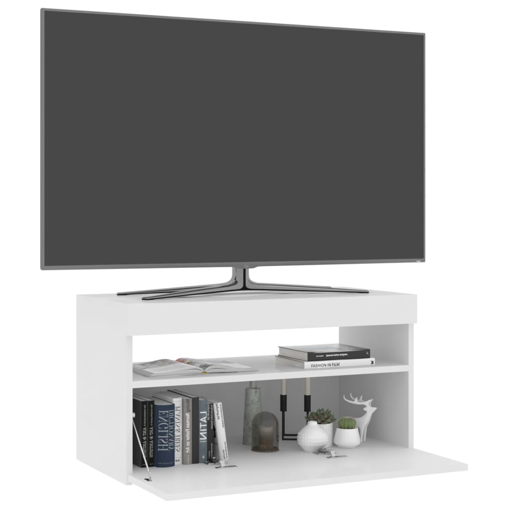 Meuble TV avec lumières LED Blanc 75cm