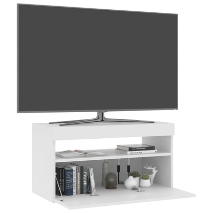 Meuble TV avec lumières LED Blanc 75cm