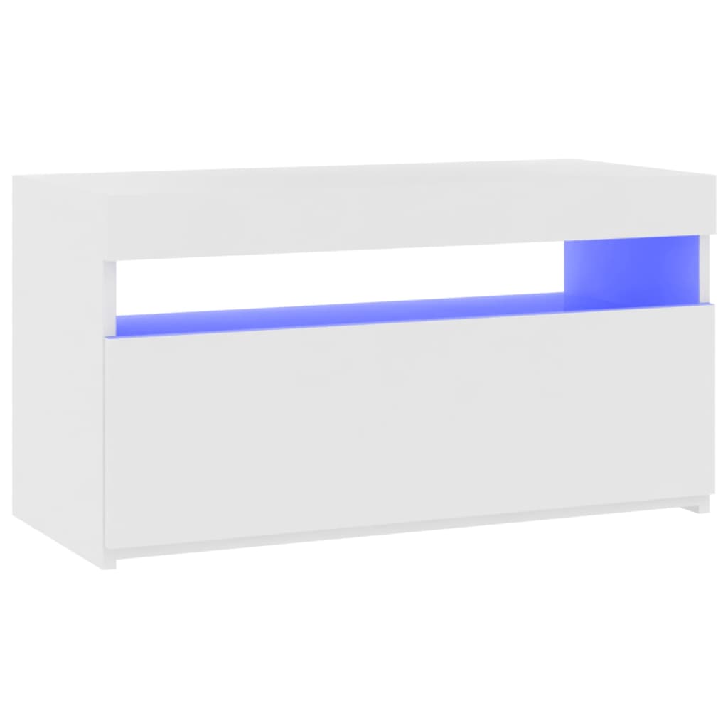 Meuble TV avec lumières LED Blanc 75cm