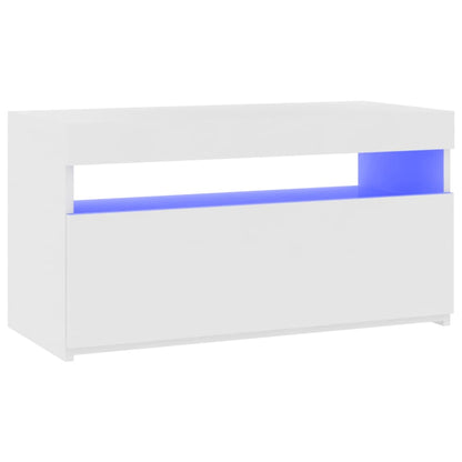 Meuble TV avec lumières LED Blanc 75cm