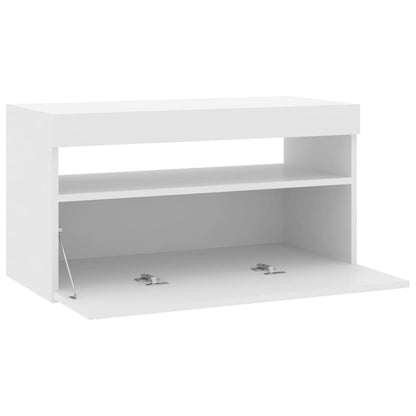 Meuble TV avec lumières LED Blanc 75cm