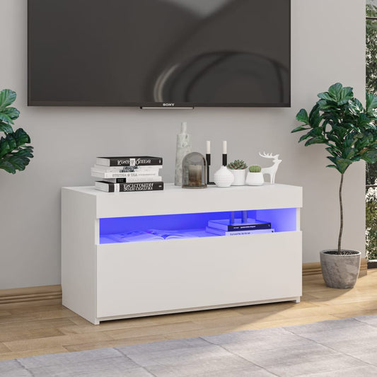 Meuble TV avec lumières LED Blanc 75cm