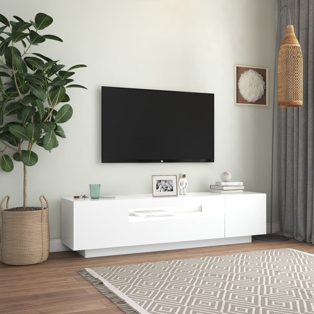 Meuble TV avec lumières LED blanc 160cm