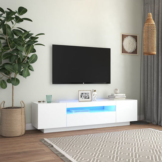 Meuble TV avec lumières LED blanc 160cm