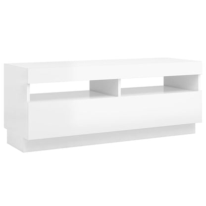 Meuble TV avec lumières LED blanc brillant 100cm