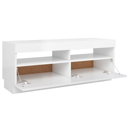 Meuble TV avec lumières LED blanc brillant 100cm
