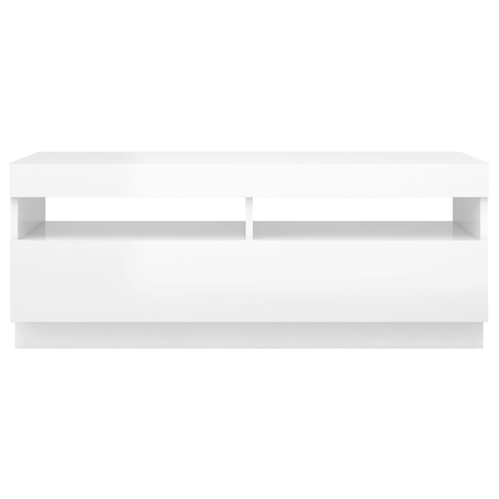 Meuble TV avec lumières LED blanc brillant 100cm