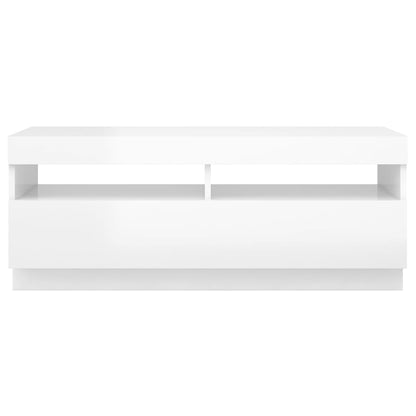 Meuble TV avec lumières LED blanc brillant 100cm