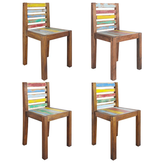 Chaises lot de 4 bois de récupération solide