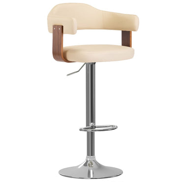 Lot bar stools of 2 curved wood cream and imitation leather