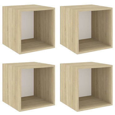 Wall cabinets 4 pcs white/Sonoma oak 37x37x37 cm agglomerated