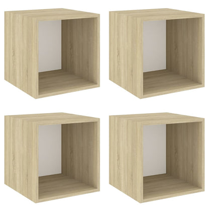 Wall cabinets 4 pcs white/Sonoma oak 37x37x37 cm agglomerated