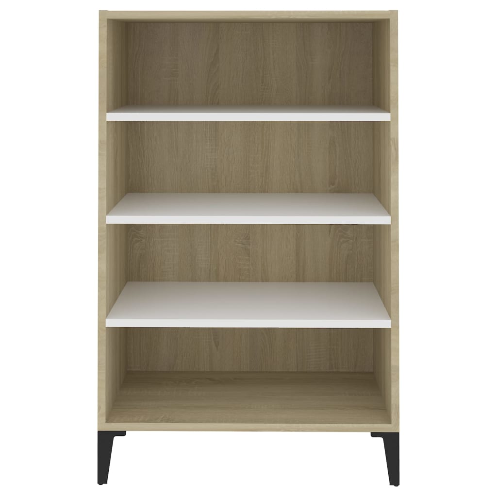Buffet Blanc et chêne sonoma 57x35x90 cm Aggloméré