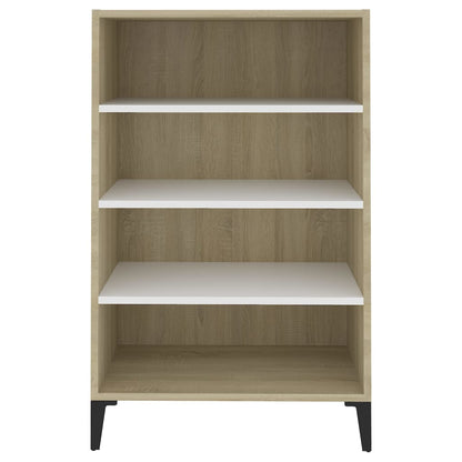 Buffet Blanc et chêne sonoma 57x35x90 cm Aggloméré