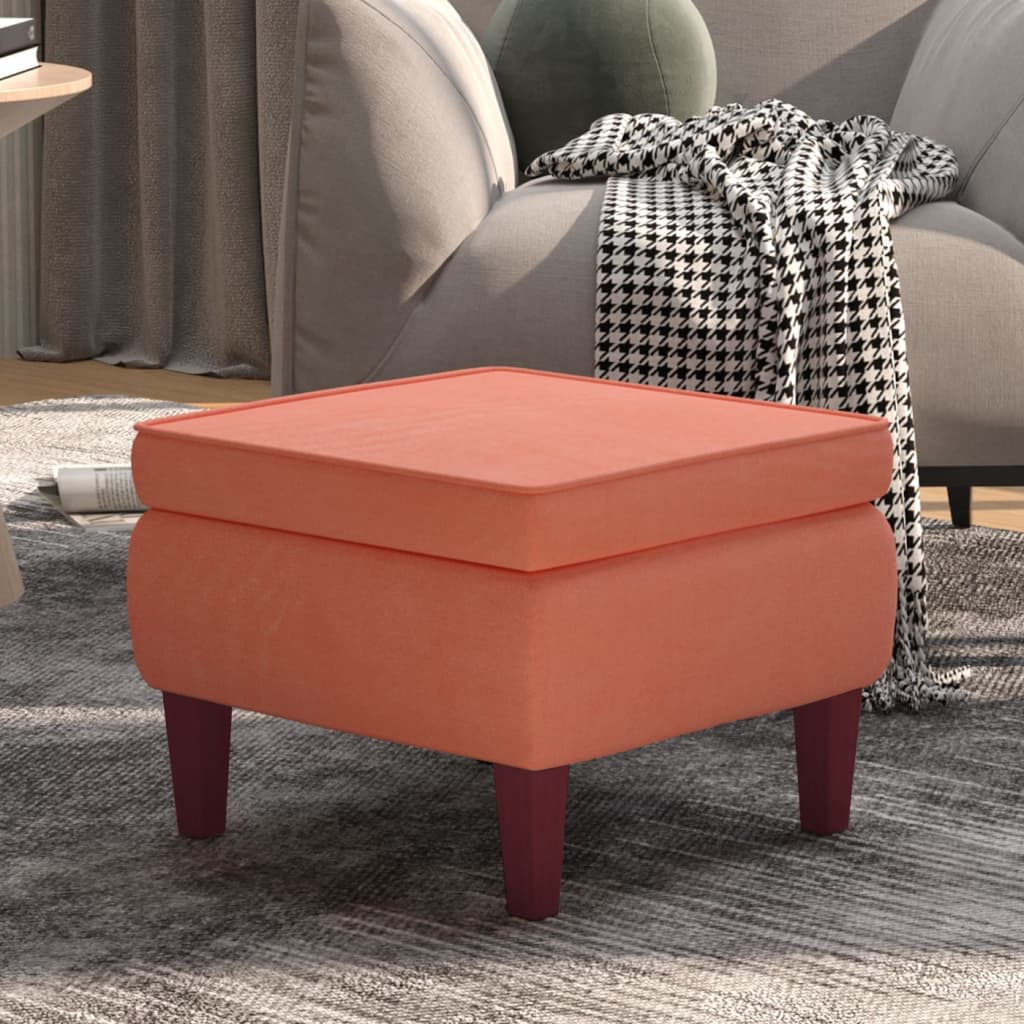 Tabouret avec pieds en bois Rose Velours