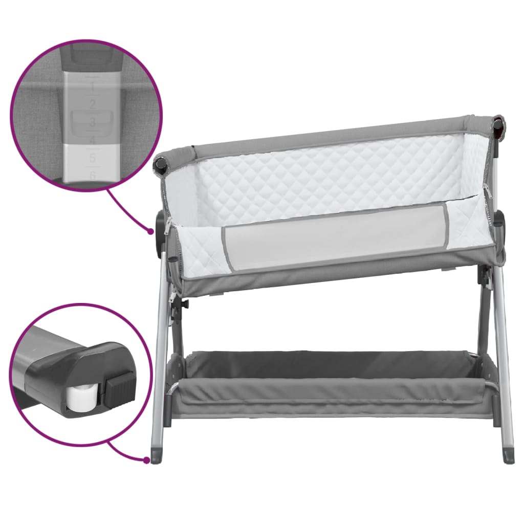 Lit pour bébé avec matelas Gris clair Berceau cododo