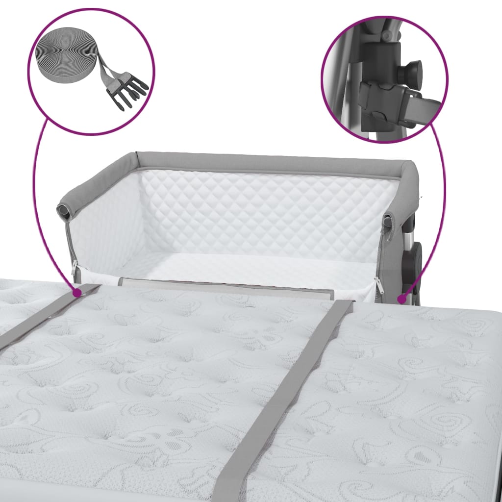 Lit pour bébé avec matelas Gris clair Berceau cododo