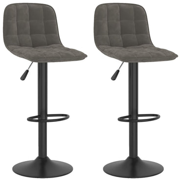 Tabouret de bar lot de 2 gris foncé velours