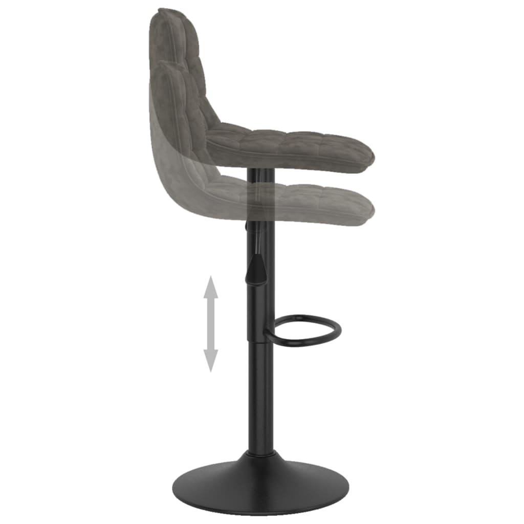 Tabouret de bar lot de 2 gris foncé velours