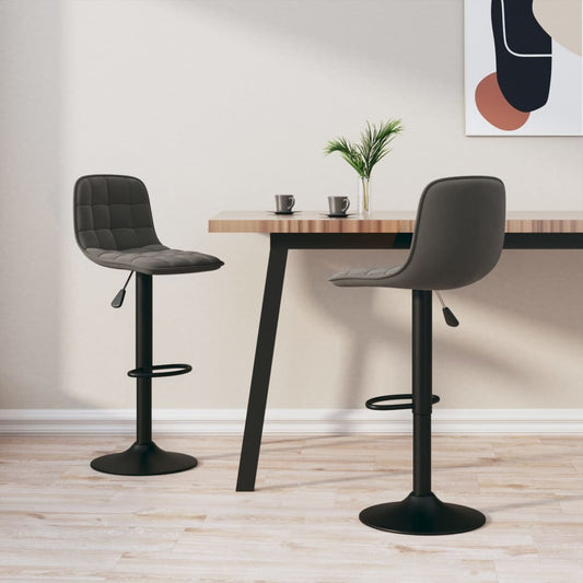 Tabouret de bar lot de 2 gris foncé velours