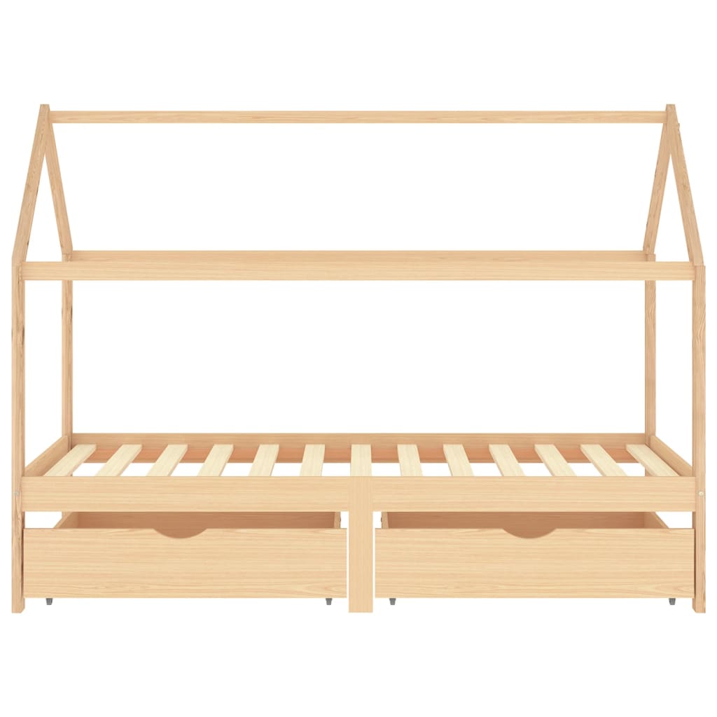 Lit Cabane d'enfant avec tiroirs VIANA Bois de pin massif 90x200 cm