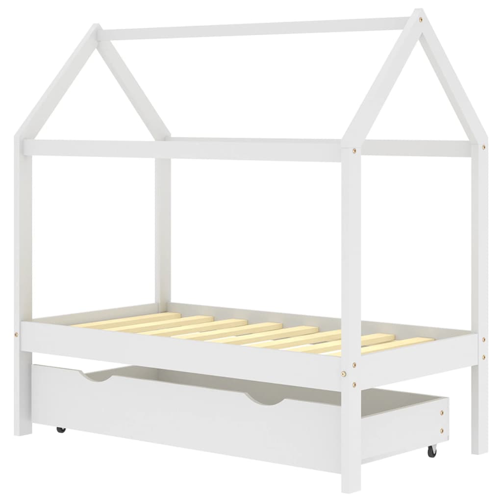 Farmetti per bambini con un cassetto bianco in pino bianco 70x140 cm